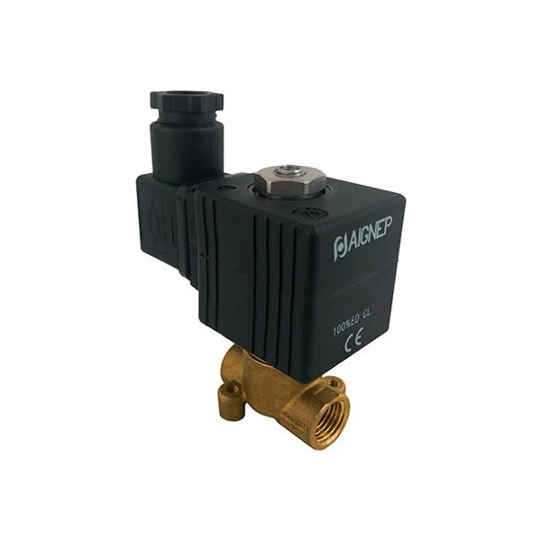 Alpha Technologies Aignep USA Fluidity 02F Direct-Acting Solenoid Valve, 2/2 NC, EPDM Seal, 1/4" NPTF, 2 mm, 12V DC 02F03102E0N10201 - main